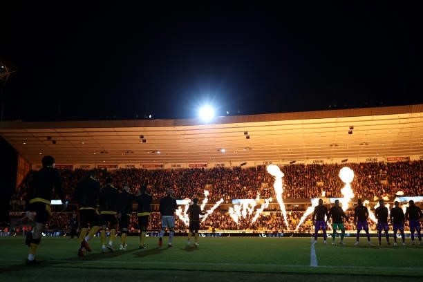 General view inside the stadium as players of Wolverhampton Wanderers and Tottenham Hotspur enter the pitch prior to the Carabao Cup Third Round...