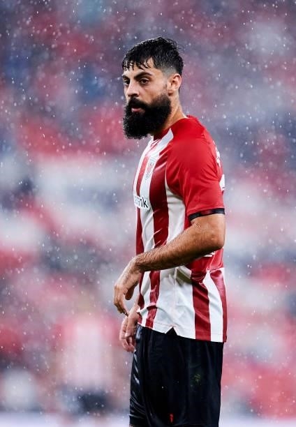 Asier Villalibre of Athletic Club reacts during the La Liga Santander match between Athletic Club and Rayo Vallecano at San Mames Stadium on...