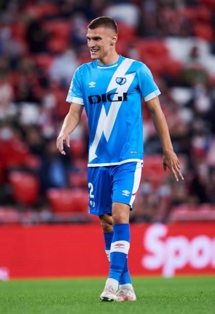 Nikola Maras of Rayo Vallecano reacts during the La Liga Santander match between Athletic Club and Rayo Vallecano at San Mames Stadium on September...