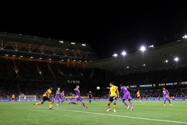 General view of play during the Carabao Cup Third Round match between Wolverhampton Wanderers and Tottenham Hotspur at Molineux on September 22, 2021...