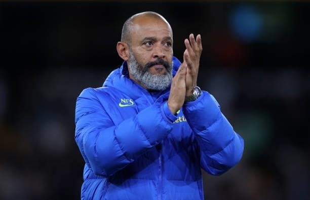 Nuno Espirito Santo, Manager of Tottenham Hotspur applauds the fans following victory in the Carabao Cup Third Round match between Wolverhampton...