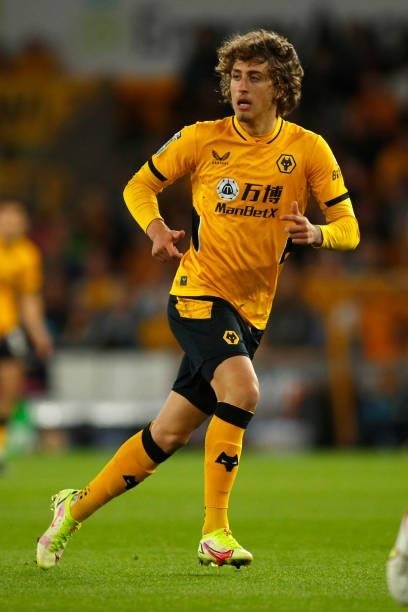 Fabio Silva of Wolverhampton Wanderers looks on during the Carabao Cup Third Round match between Wolverhampton Wanderers and Tottenham Hotspur at...