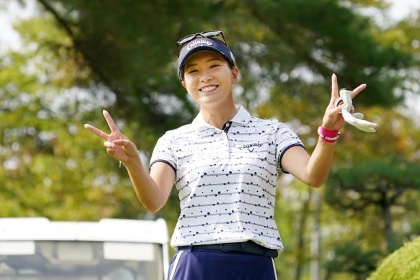 Hikari Fujita of Japan poses on the 1st hole during the first round of the Chugoku Shimbun Chupea Ladies Cup at the Geinan Country Club on September...