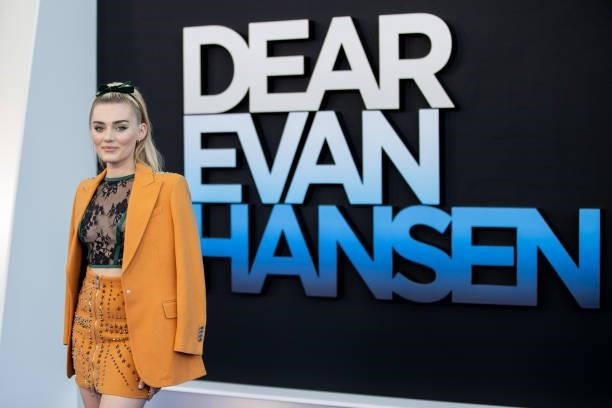 Meg Donnelly attends the Los Angeles premiere of 'Dear Evan Hansen' at Walt Disney Concert Hall on September 22, 2021 in Los Angeles, California.