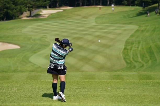 Kaori Makitani of Japan hits her tee shot on the 10th hole during the first round of the Chugoku Shimbun Chupea Ladies Cup at the Geinan Country Club...