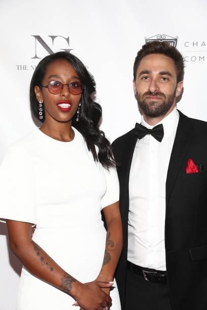 Natalie Ye and Michael Brushin attend the The Nightfall Group Collaborates With The BHCC For A Black Tie Event on September 22, 2021 in Beverly...