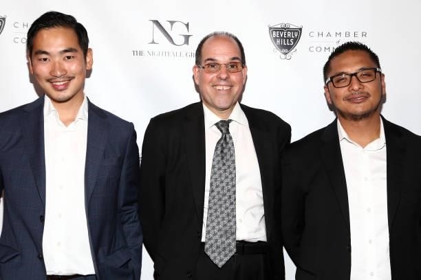 Victor Lu, David Haimovitz and Orlando Aniceto attend the The Nightfall Group Collaborates With The BHCC For A Black Tie Event on September 22, 2021...