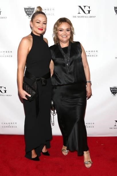Olia Mo and Alla Mo attend the The Nightfall Group Collaborates With The BHCC For A Black Tie Event on September 22, 2021 in Beverly Hills,...