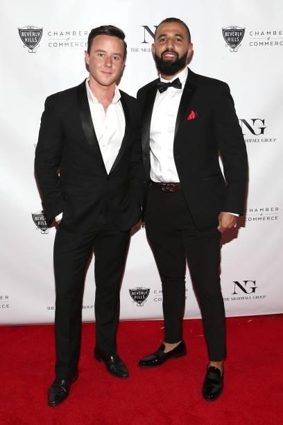 Matthew Postlethwaite and Chafik Oussemgane attend the The Nightfall Group Collaborates With The BHCC For A Black Tie Event on September 22, 2021 in...