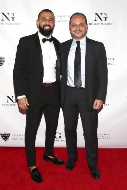 Chafik Oussemgane and guest attend the The Nightfall Group Collaborates With The BHCC For A Black Tie Event on September 22, 2021 in Beverly Hills,...