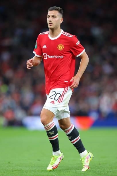 Diogo Dalot of Manchester United during the Carabao Cup Third Round match between Manchester United and West Ham United at Old Trafford on September...
