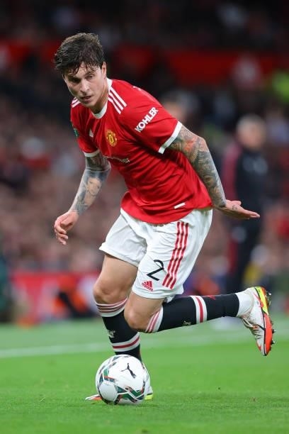 Victor Lindelof of Manchester United during the Carabao Cup Third Round match between Manchester United and West Ham United at Old Trafford on...