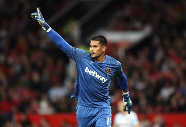 Alphonse Areola of West Ham United during the Carabao Cup Third Round match between Manchester United and West Ham United at Old Trafford on...