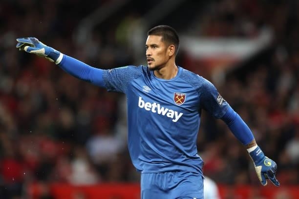 Alphonse Areola of West Ham United during the Carabao Cup Third Round match between Manchester United and West Ham United at Old Trafford on...