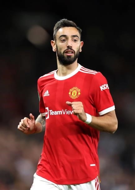 Bruno Fernandes of Manchester United during the Carabao Cup Third Round match between Manchester United and West Ham United at Old Trafford on...
