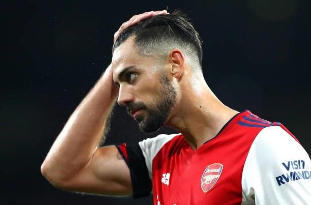 Pablo Mari of Arsenal looks on during the Carabao Cup Third Round match between Arsenal and AFC Wimbledon at Emirates Stadium on September 22, 2021...