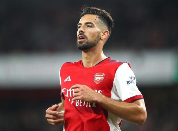 Pablo Mari of Arsenal looks on during the Carabao Cup Third Round match between Arsenal and AFC Wimbledon at Emirates Stadium on September 22, 2021...