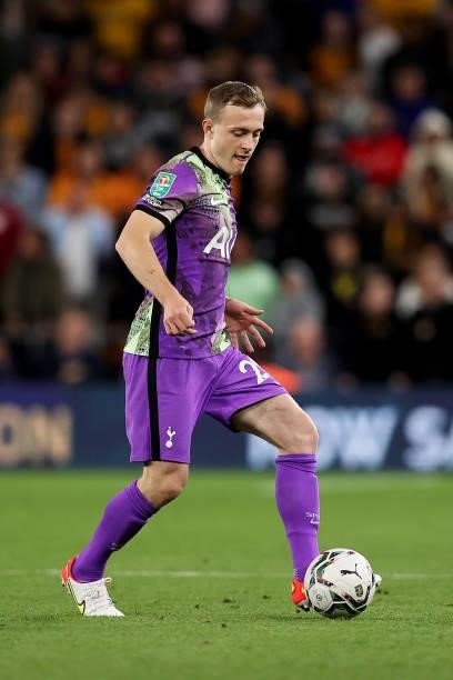 Oliver Skipp of Tottenham Hotspur runs with the ball during the Carabao Cup Third Round match between Wolverhampton Wanderers and Tottenham Hotspur...