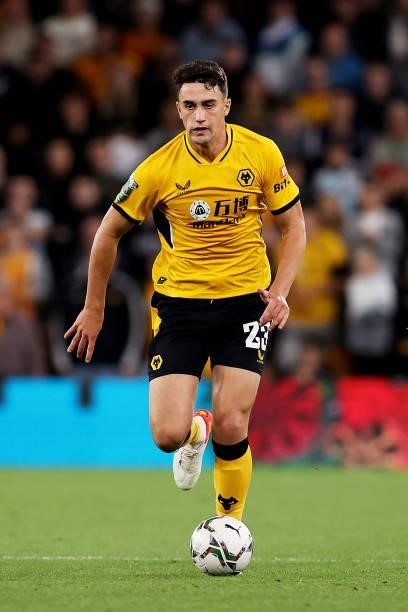 Maximilian Kilman of Wolverhampton Wanderers runs with the ball during the Carabao Cup Third Round match between Wolverhampton Wanderers and...