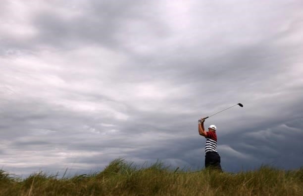 Bryson DeChambeau of team United States plays his tee shot during practice rounds prior to the 43rd Ryder Cup at Whistling Straits on September 23,...