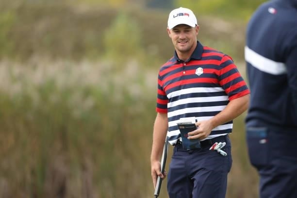 Bryson DeChambeau of team United States looks on during practice rounds prior to the 43rd Ryder Cup at Whistling Straits on September 23, 2021 in...