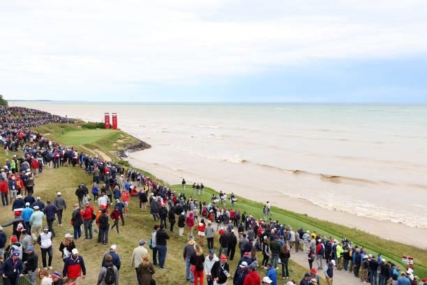 General view of the seventh hole during practice rounds prior to the 43rd Ryder Cup at Whistling Straits on September 23, 2021 in Kohler, Wisconsin.