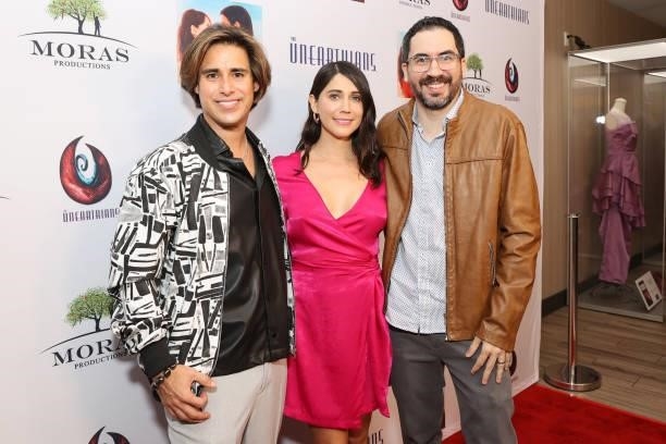 Omar Mora, Stefy Garcia and Javier Colón Ríos attend the premiere of "Inside The Circle
