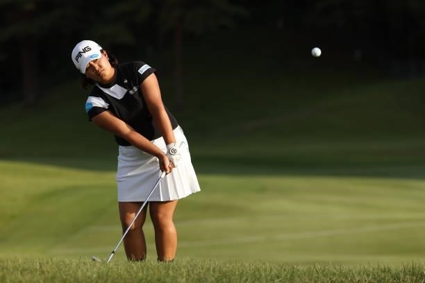 Ai Suzuki of Japan chips onto the 17th green during the first round of the Miyagi TV Cup Dunlop Ladies Open at Rifu Golf Club on September 24, 2021...