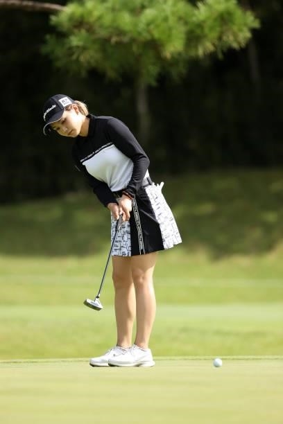 Akira Yamaji of Japan attempts a putt on the 13th green during the first round of the Miyagi TV Cup Dunlop Ladies Open at Rifu Golf Club on September...