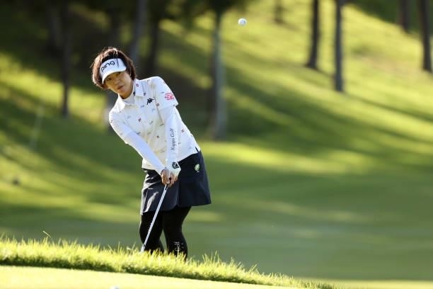 Shiho Oyama of Japan chips onto the 16th green during the first round of the Miyagi TV Cup Dunlop Ladies Open at Rifu Golf Club on September 24, 2021...