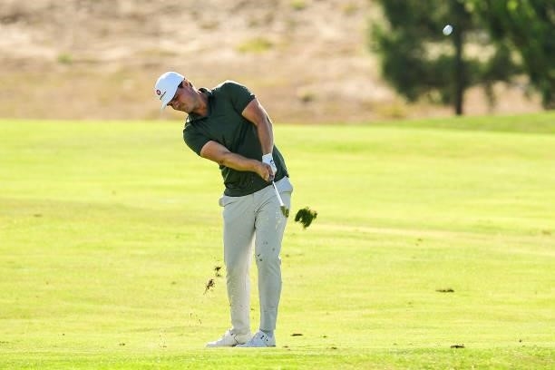Kristian Krogh Johannessen of Norway plays his second shot at the 14th hole during Day Two of the Open de Portugal at Royal Obidos at Royal Obidos...
