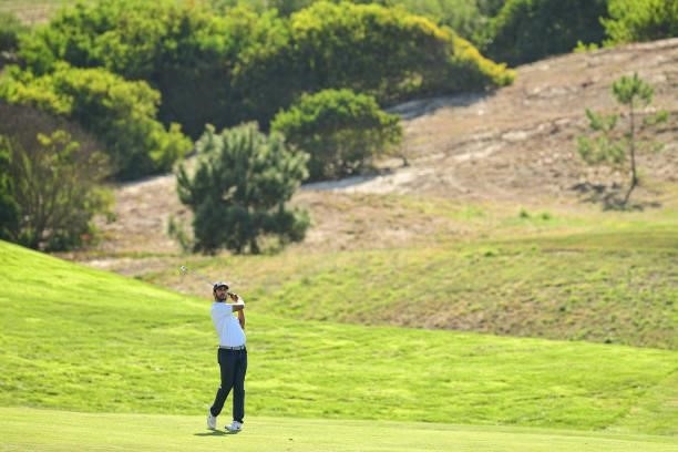 Tomas Bessa of Portugal plays his second shot at the 14th hole during Day Two of the Open de Portugal at Royal Obidos at Royal Obidos Spa & Golf...
