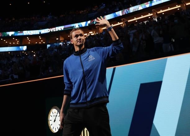 Daniil Medvedev of Team Europe during the opening ceremony before the first match during Day 1 of the 2021 Laver Cup at TD Garden on September 24,...