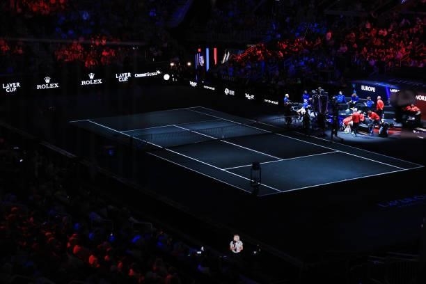 General view of the court before the first match during Day 1 of the 2021 Laver Cup at TD Garden on September 24, 2021 in Boston, Massachusetts.