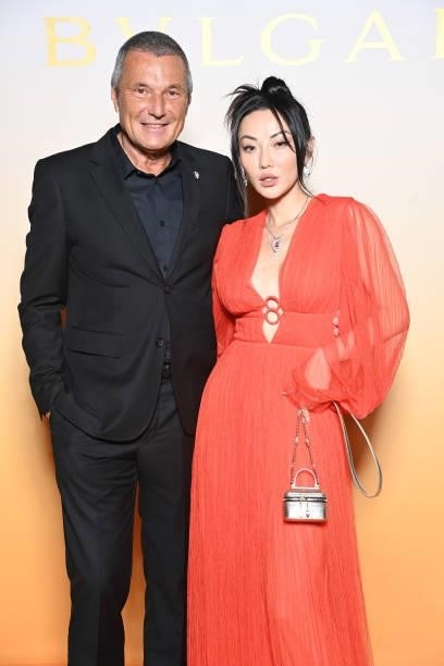 Jean-Christophe Babin and Jessica Wang attend Bulgari SS22 Accessories Collection Event on September 24, 2021 in Milan, Italy.