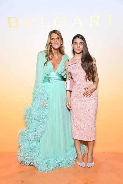 Anna Dello Russo and Gala Martinucci attend Bulgari SS22 Accessories Collection Event on September 24, 2021 in Milan, Italy.