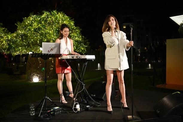 Rainey Qualley aka Rainsford performs on stage during the Bulgari SS22 Accessories Collection Event on September 24, 2021 in Milan, Italy.