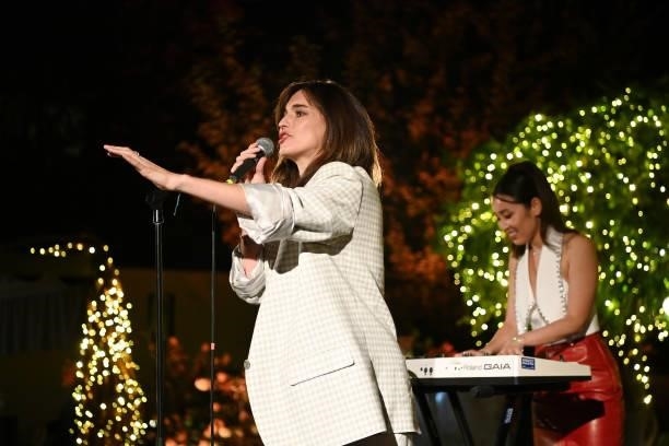 Rainey Qualley aka Rainsford performs on stage during the Bulgari SS22 Accessories Collection Event on September 24, 2021 in Milan, Italy.