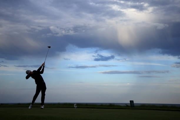 Justin Thomas of team United States plays a shot during Friday Afternoon Fourball Matches of the 43rd Ryder Cup at Whistling Straits on September 24,...
