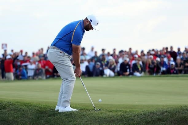 Jon Rahm of Spain and team Europe plays a shot during Friday Afternoon Fourball Matches of the 43rd Ryder Cup at Whistling Straits on September 24,...
