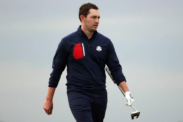 Patrick Cantlay of team United States looks on during Friday Afternoon Fourball Matches of the 43rd Ryder Cup at Whistling Straits on September 24,...