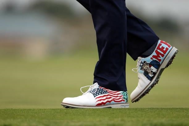 Detail of the shoes of Justin Thomas of team United States during Friday Afternoon Fourball Matches of the 43rd Ryder Cup at Whistling Straits on...