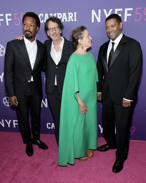 Corey Hawkins, Joel Coen, Frances McDormand, and Denzel Washington attend the opening night screening of The Tragedy Of Macbeth during the 59th New...