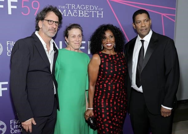 Joel Coen, Frances McDormand, Pauletta Washington, and Denzel Washington attend the opening night screening of The Tragedy Of Macbeth during the 59th...