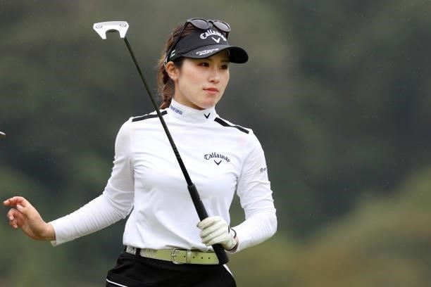 Yuna Nishimura of Japan is seen on the 9th green during the second round of the Miyagi TV Cup Dunlop Ladies Open at Rifu Golf Club on September 25,...