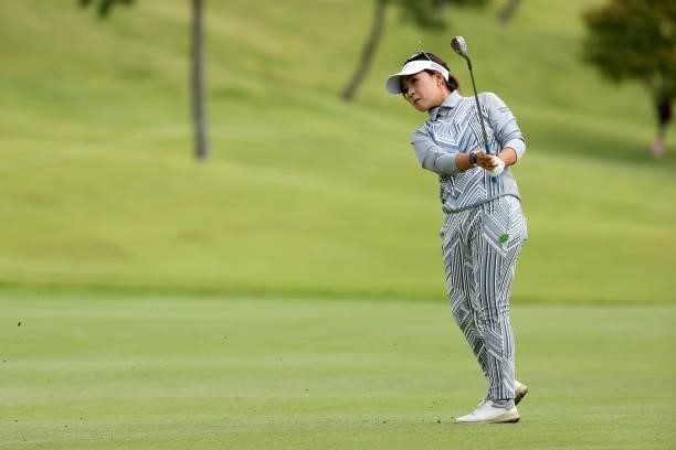 Serena Aoki of Japan hits her third shot on the 8th hole during the second round of the Miyagi TV Cup Dunlop Ladies Open at Rifu Golf Club on...