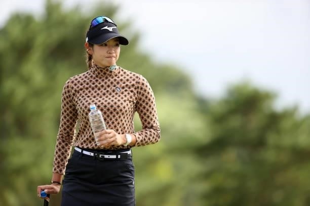 Erika Hara of Japan is seen on the on the 18th green during the second round of the Miyagi TV Cup Dunlop Ladies Open at Rifu Golf Club on September...