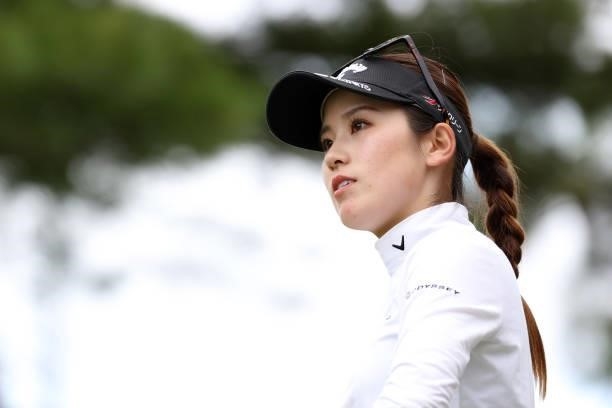 Yuna Nishimura of Japan is seen on the 18th hole during the second round of the Miyagi TV Cup Dunlop Ladies Open at Rifu Golf Club on September 25,...