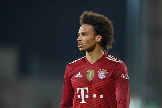 Leroy Sane of FC Bayern Muenchen looks on during the Bundesliga match between SpVgg Greuther Fürth and FC Bayern München at Sportpark Ronhof Thomas...