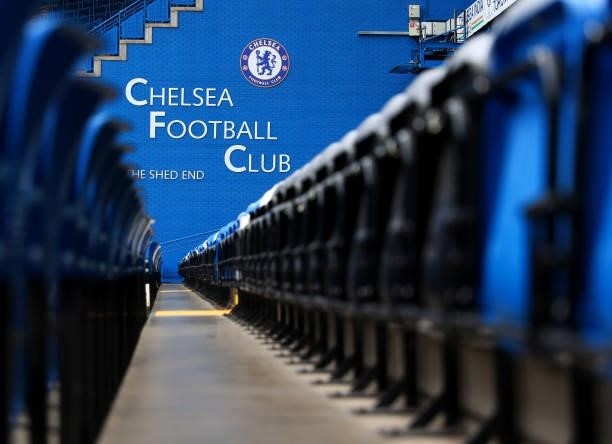 General view inside the stadium prior to the Premier League match between Chelsea and Manchester City at Stamford Bridge on September 25, 2021 in...